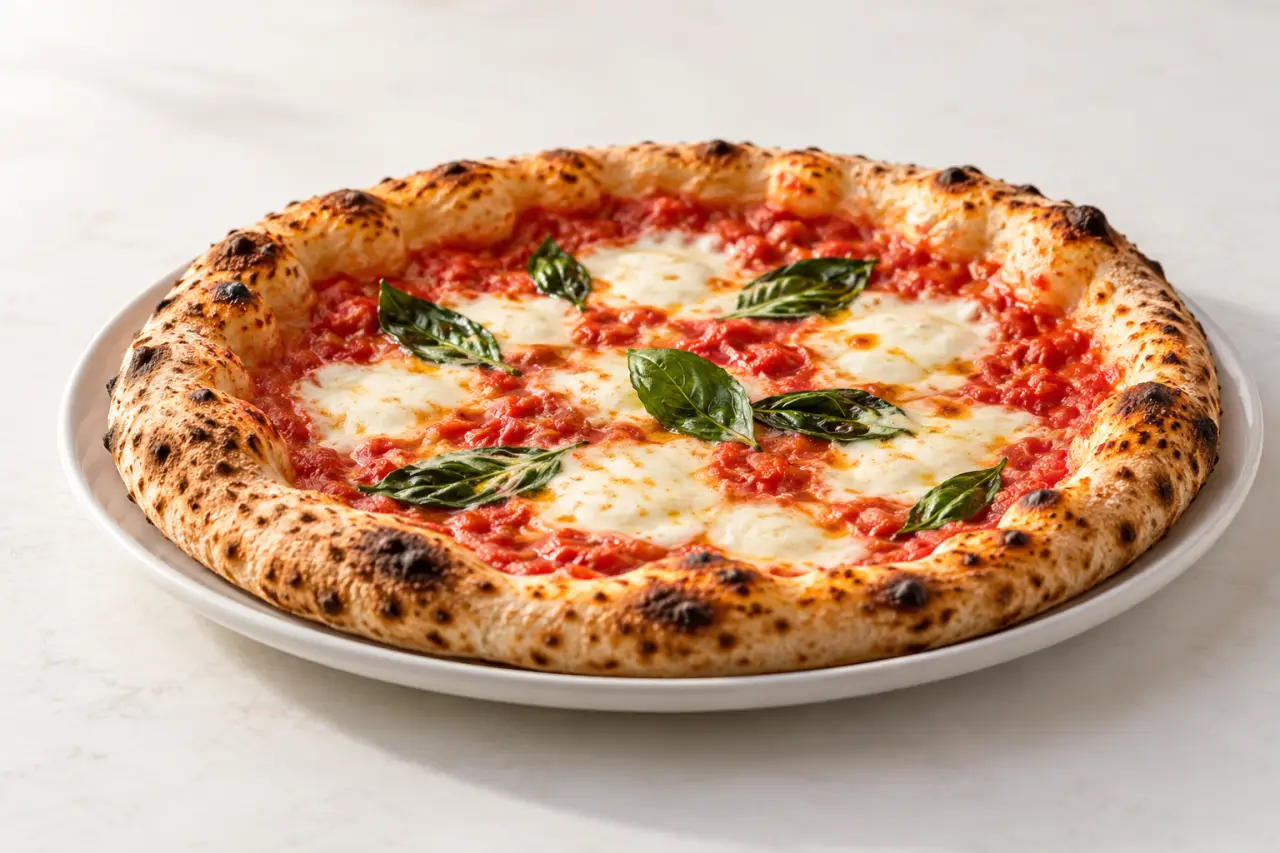 Recettes pizza napolitaine : Margherita au cornicione gonflé et à la mozzarella fondante