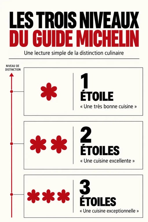 Infographie sur les trois niveaux d’un chef étoilé Michelin