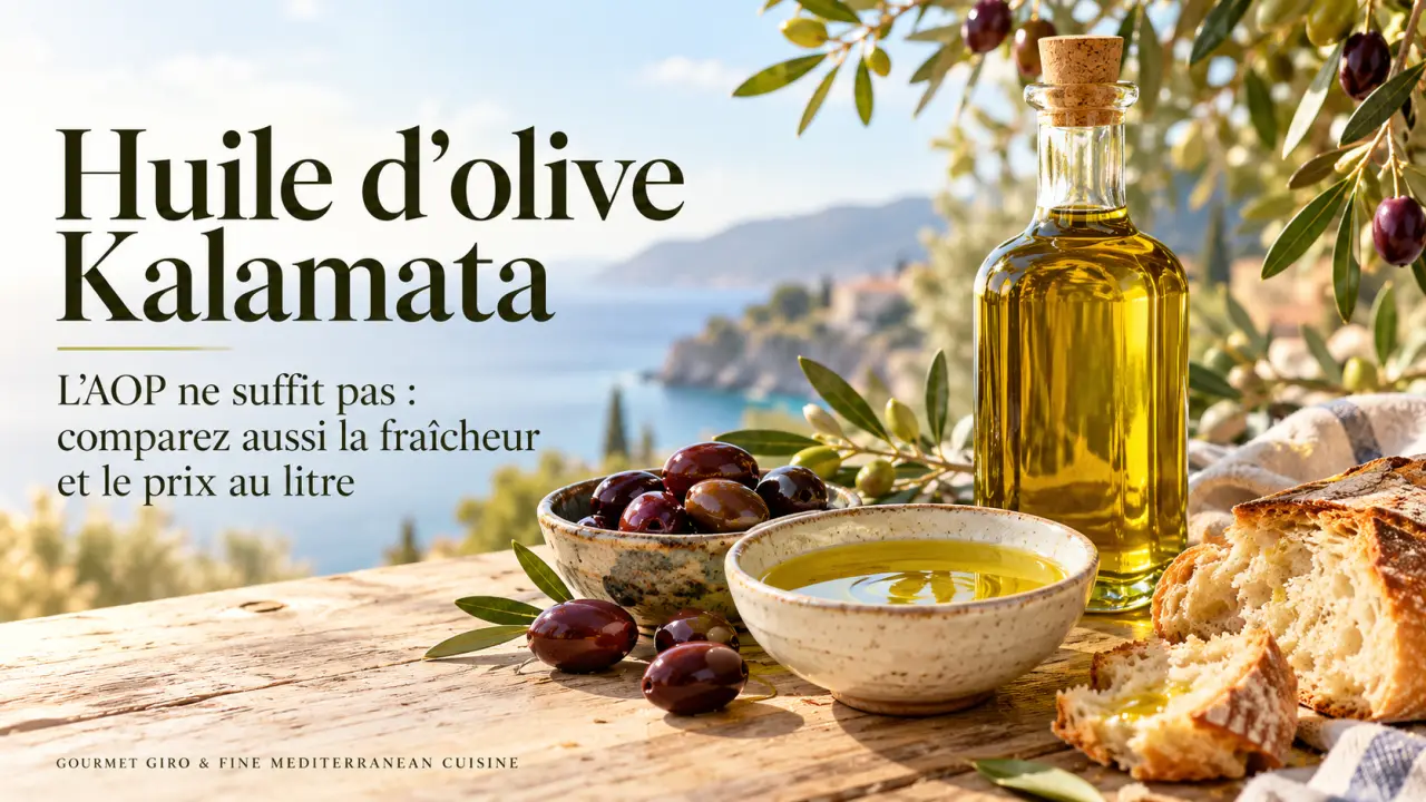 Huile d’olive Kalamata : l’AOP ne suffit pas, comparez aussi fraîcheur et prix au litre